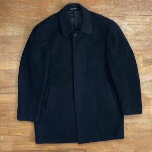 Vintage Mens Wool Cashmere Peacoat Size Large 90s Ralph Lauren Black Coat  Class